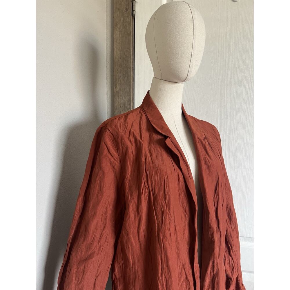 Eileen Fisher Sz Large Paprika Rumpled Organic Cotton Steel Notch Collar Jacket - Picture 5 of 15